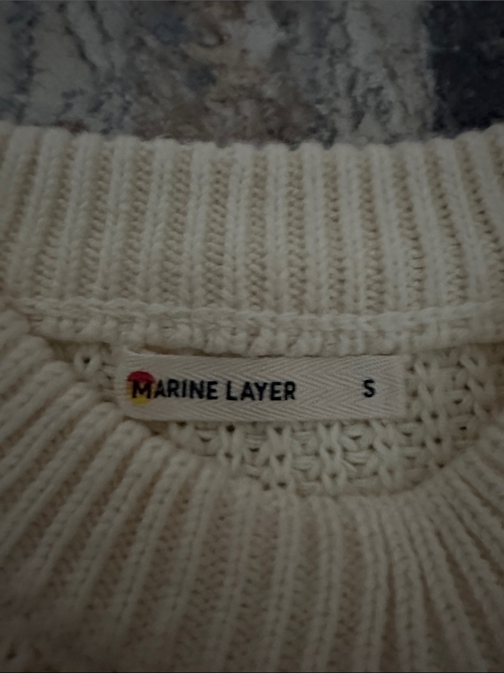 Marine Layer Cream Open-Weave Crewneck Sweater - Picture 4 of 5